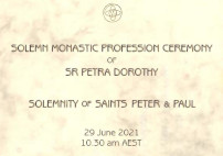 Solemn Monastic Profession of Sr Petra Dorothy