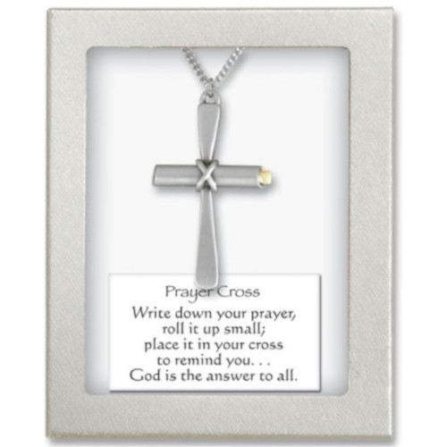 Cropped Pendant Prayer Cross Silver